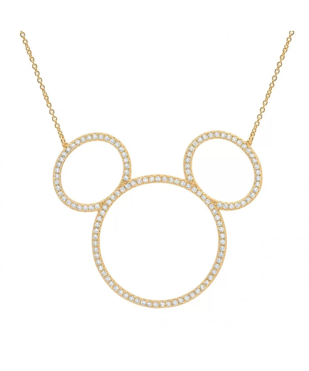 Mickey Mouse Icon Silhouette Necklace by CRISLU – Yellow Gold $56.00 ADULTS